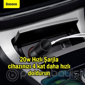 BASEUS 120W Hızlı Şarj Araç Şarj Cihazı Ve Araç Çakmaklık Type C USB Çıkışlı
