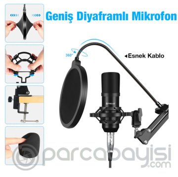 PULUZ Profesyonel Stüdyo Condenser Mikrofon Seti Yayıncı Mikrofonu