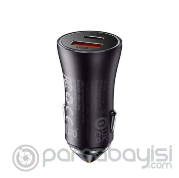 Baseus Golden Contactor Dual 60W Type-C+ USB Hızlı Araç Çakmaklık Şarjı
