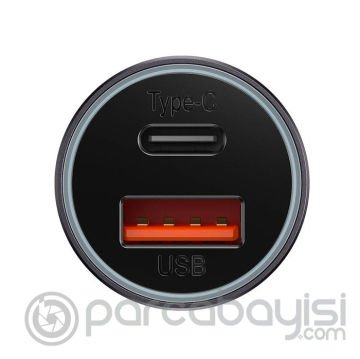 Baseus Golden Contactor Dual 60W Type-C+ USB Hızlı Araç Çakmaklık Şarjı