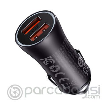 Baseus Golden Contactor Dual 60W Çift USB Hızlı Araç Çakmaklık Şarjı