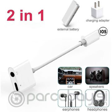 İPhone-3.5mm Kulaklık Ve Şarj Dönüştürücü Başlık Adaptör Kablo
