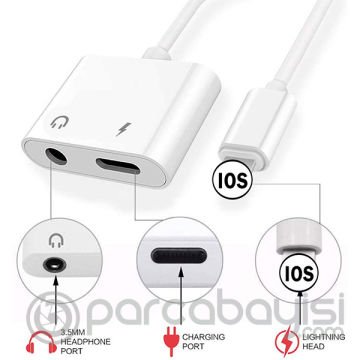 İPhone-3.5mm Kulaklık Ve Şarj Dönüştürücü Başlık Adaptör Kablo
