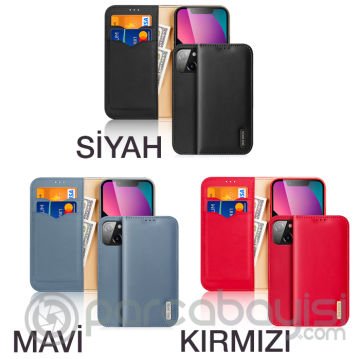 Dux Ducis iPhone 13 6.1 Kılıf Mıknatıslı Cüzdanlı Deri Kılıf Hivo Series