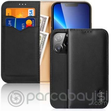 Dux Ducis iPhone 13 Pro Kılıf Mıknatıslı Cüzdanlı Deri Kılıf Hivo Series