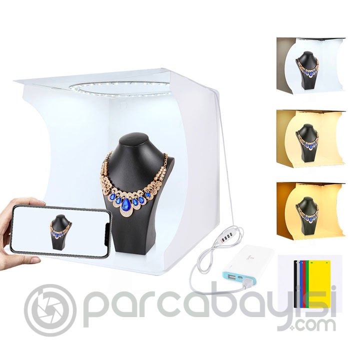 PULUZ 30cm Katlanabilir Işıklı Ürün Fotoğrafı Çekim Çadırı Mini Stüdyo