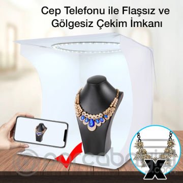 PULUZ 30cm Katlanabilir Işıklı Ürün Fotoğrafı Çekim Çadırı Mini Stüdyo