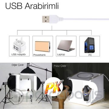 PULUZ 30cm Katlanabilir Işıklı Ürün Fotoğrafı Çekim Çadırı Mini Stüdyo