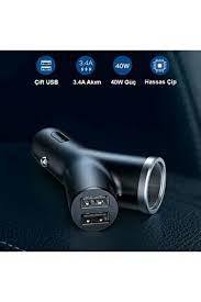 Baseus Y type Çift USB+Araba Çakmaklık Şarj Cihazı