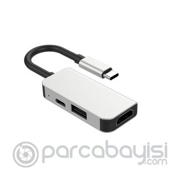 Ally Usb (Type-C to 3in1 Hdtv USB+PD) Hub Adaptör Çoklayıcı