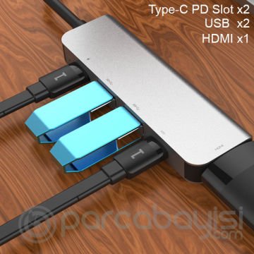 Ally Usb (Type-C to 5in1  Hdtv 2xUSB+2x PD) Hub Adaptör Çoklayıcı