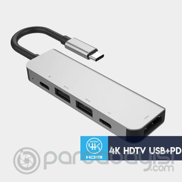 Ally Usb (Type-C to 5in1  Hdtv 2xUSB+2x PD) Hub Adaptör Çoklayıcı