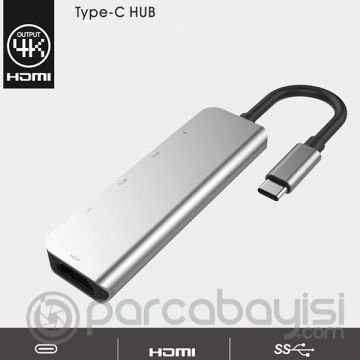 Ally Usb (Type-C to 5in1  Hdtv 2xUSB+2x PD) Hub Adaptör Çoklayıcı
