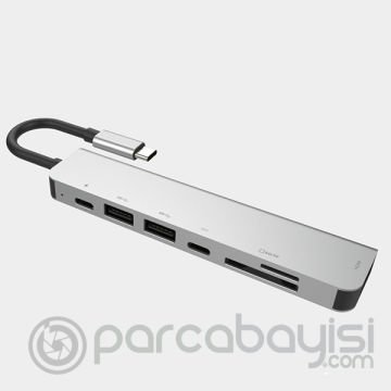 Ally Usb (Type-C to 7in1 Hdtv 2XUSB+PD) SD&TF Okuyucu Hub Adaptör Çoklayıcı