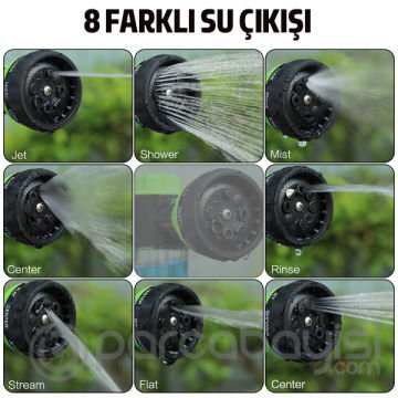 ALLY Sabun Hazneli 8 Fonksiyonlu Basınçlı Su Tabancası Hortum Başlığı