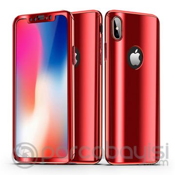 Voero İphone X Xs 360 Koruma Aynalı Parlak Kılıf+ Kırılmaz