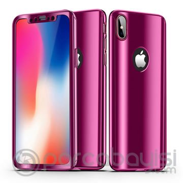 Voero İphone X Xs 360 Koruma Aynalı Parlak Kılıf+ Kırılmaz