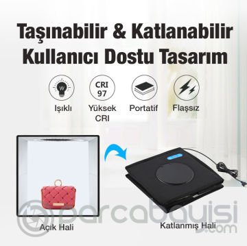 PULUZ Profesyonel 40cm LED Işıklı Ürün Fotoğraf Çekim Çadırı Katlanabilir