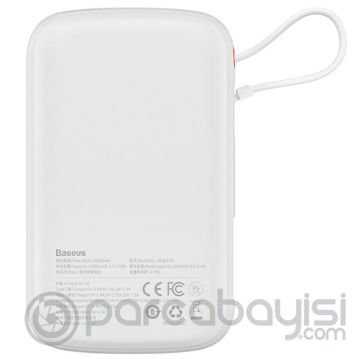 Baseus Qpow Pro Dijital Göstergeli 10000mAh 20W Hızlı Şarj Powerbank iPhone Lightning Kablolu