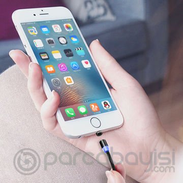 ALLY 1M Magnetic-Mıknatıslı Usb Şarj Kablosu 3 Başlık（iPhone+Type-C+Micro