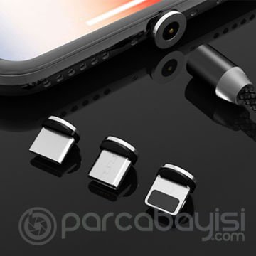 ALLY 1M Magnetic-Mıknatıslı Usb Şarj Kablosu 3 Başlık（iPhone+Type-C+Micro