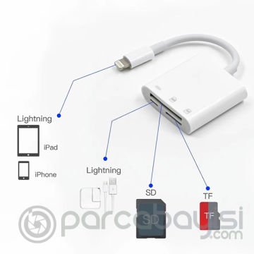 ALLY NK-101Y Pro 3 İn 1 İPhone Lightning to SD-TF Çevirici Adaptör