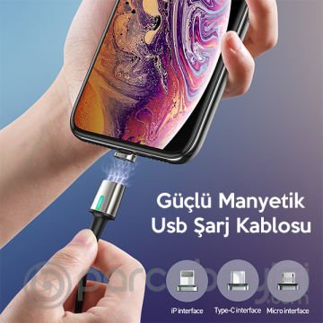 Baseus Zinc Magnetic Usb Şarj Kablosu 3 Başlık（iPhone+Type-C+Micro）1m