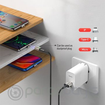 Baseus Zinc Magnetic Usb Şarj Kablosu 3 Başlık（iPhone+Type-C+Micro）1m