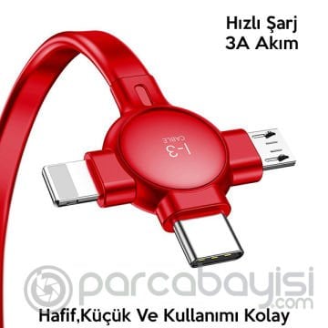 Baseus Little Octopus 3in1 İPhone,Type C,Micro Şarj& Veri Kablosu