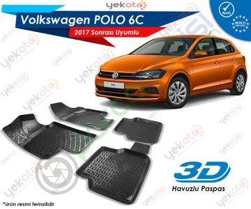 Vw Polo 6C 2017 Sonrası Uyumlu Araca Özel 3D Havuzlu Paspas Siyah
