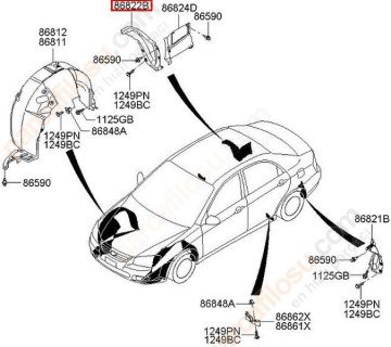 Kia Cerato Arka Çamurluk Davlumbazı Sağ Orjinal | 868222F501