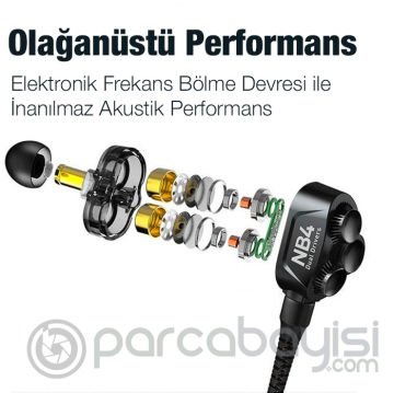 Plextone FRO NB4 8mm Çift Bass Hybrid 3.5mm Kulaklık Kablolu Kulakiçi Oyuncu Kulaklığı