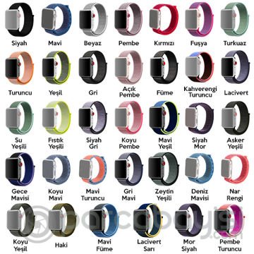 Ally Apple Watch 7-8 41mm 6-5-4 40mm Nylon Loop Spor Kayış Kordon 3-2-1 38mm