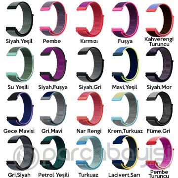 20MM Galaxy Watch 42MM- Active 1-2- S2 Classic Kayış Kordon Nylon Loop