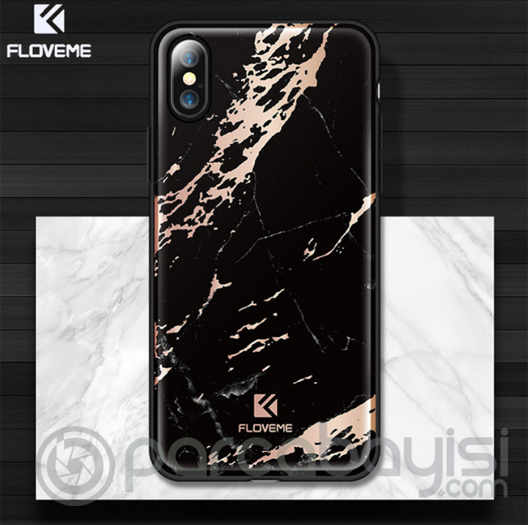 Floveme İPhone  X Xs Mermer Desenli Premium Silikon Kılıf