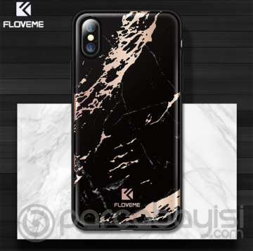 Floveme İPhone  X Xs Mermer Desenli Premium Silikon Kılıf