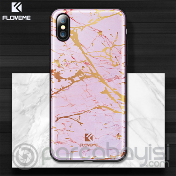 Floveme İPhone  X Xs Mermer Desenli Premium Silikon Kılıf