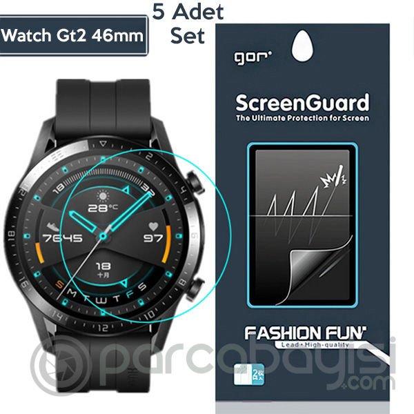 Gor Huawei Watch Gt 2 46mm Darbe Emici Ekran Koruyucu 5 Adet Set