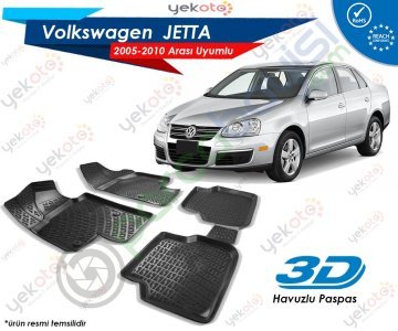 Vw Jetta 2005-2010 Arası Uyumlu Araca Özel 3D Havuzlu Paspas Siyah
