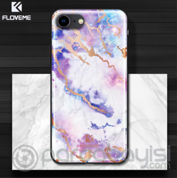 Floveme iPhone SE3-SE2 İPhone 8-7 Kılıf Mermer Desenli Premium Silikon Kılıf