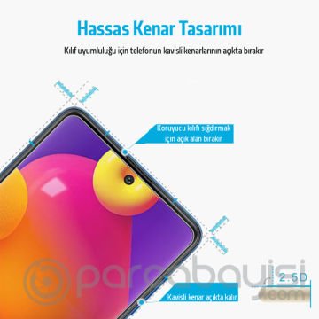SM Galaxy F62 - M62 Tempered  Cam Ekran Koruyucu