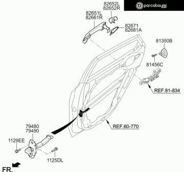 Kia Ceed 2015-2018 Ön Sol Dış Açma Kolu Orijinal | 82651A2500