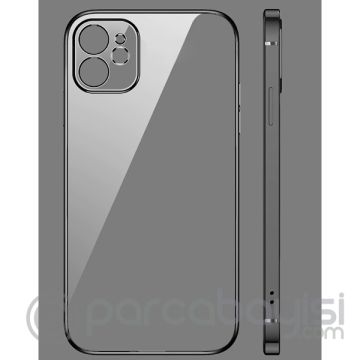ALLY İPhone 12 6.1 Metal Görünümlü Darbeye Dayanıklı Silikon Kılıf