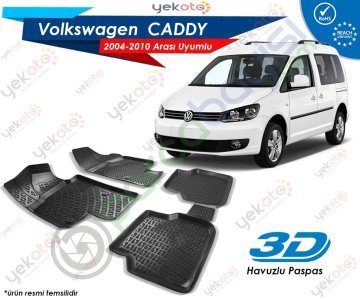 Vw Caddy 2004-2010 Arası Uyumlu Araca Özel 3D Havuzlu Paspas Siyah