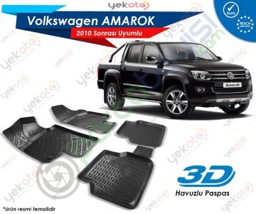 Vw Amarok 2010 Sonrası Uyumlu Araca Özel 3D Havuzlu Paspas Siyah
