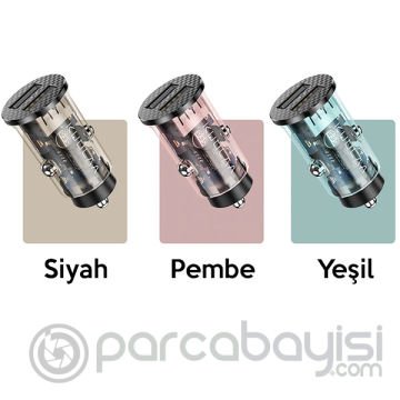 KUULAA 3.4A 17W Hızlı Şarj Şeffaf Mini Dual USB Araç Şarj Başlık