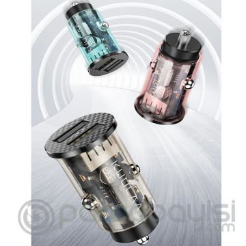 KUULAA 3.4A 17W Hızlı Şarj Şeffaf Mini Dual USB Araç Şarj Başlık