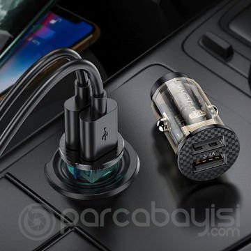 KUULAA 3.4A 17W Hızlı Şarj Şeffaf Mini Dual USB Araç Şarj Başlık