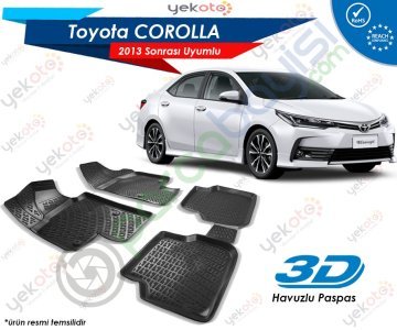 Toyota Corolla 2013 Sonrası Uyumlu Araca Özel 3D Havuzlu Paspas Siyah