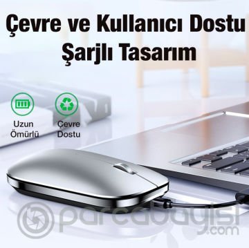 ALLY MC 502 Kablosuz 2.4 Bluetooth Mouse Type-C Şarjlı Premium